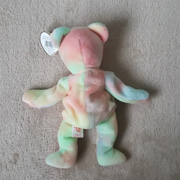 Peace ✌Tiedye Bear Ty Beanie Baby 🐻 Gift, Kids Toy, Rare Collectible, NWT - Picture 10 of 11